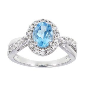 NIB - JTV Swiss Blue Topaz & White Sapphire Ring – Size 9
